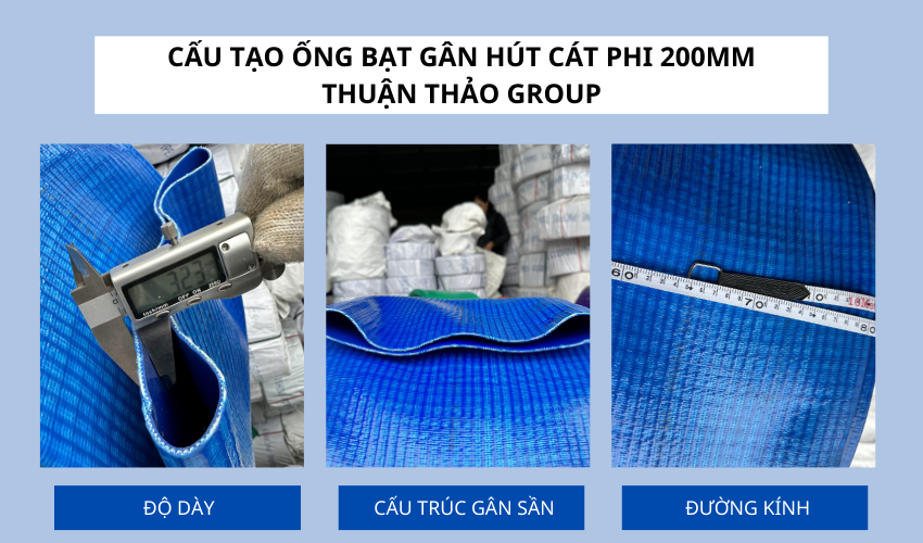 Ống bạt gân hút cát phi 200mm Thuận Thảo Group