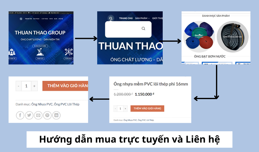 Quy trình mua trực tuyến ống bạt xanh ngọc phi 100mm 34C