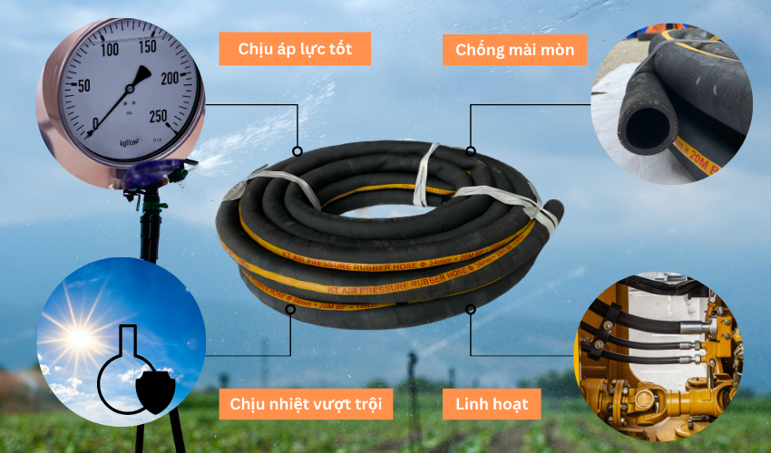 ưu điểm của ống cao su bố vải phi 34mm