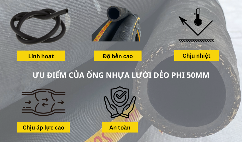 ưu điểm của ống cao su bố vải phi 50mm