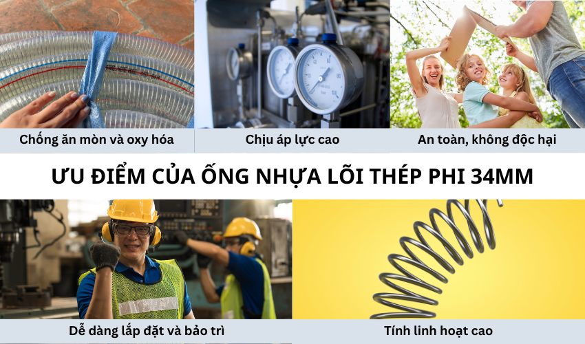 Ưu điểm của ống nhựa PVC lõi thép phi 34mm